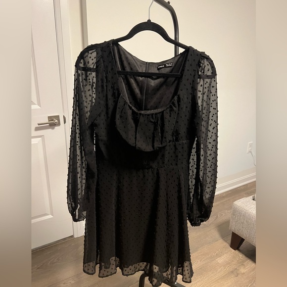 Ruched Bust Lantern Sleeve Swiss dot dress Size M - Picture 3 of 5